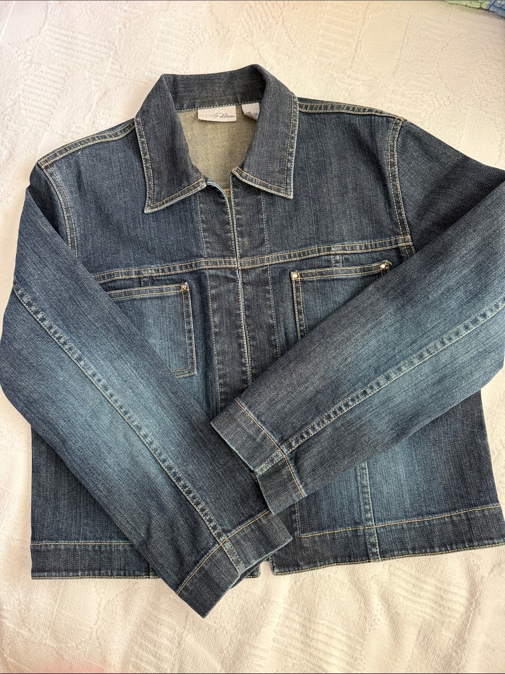 Chico's Platinum Faded Indigo Denim Jacket, Chico’s Size 1